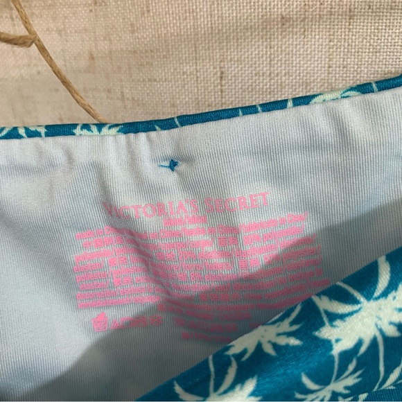 Victorias Secret Blue Palm Tree Underwire Balconette Bikini Top and Bottom M 34C - Picture 6 of 7